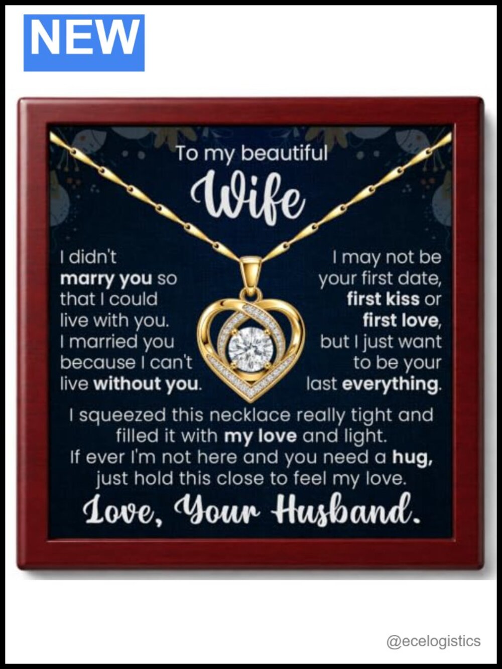 Cubic Zirconia Heart Pendant Necklace Gift for Wife